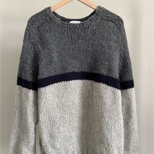 J. Crew Charcoal and Ivory Color Block Sweater